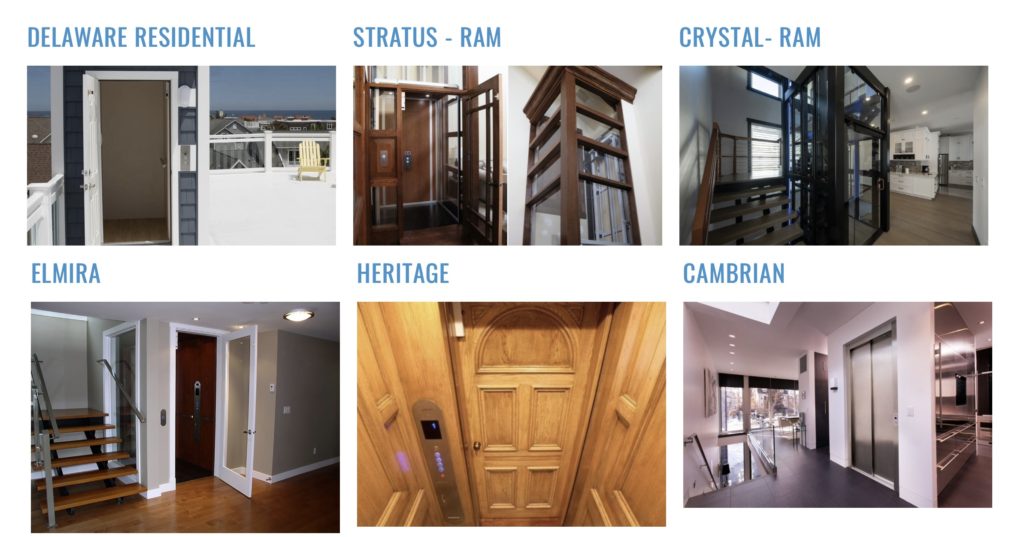photos of home elevator styles offered by RI Elevators