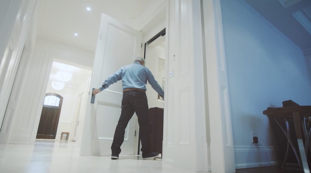 photo of a man getting into a home elevator in Watch Hill RI