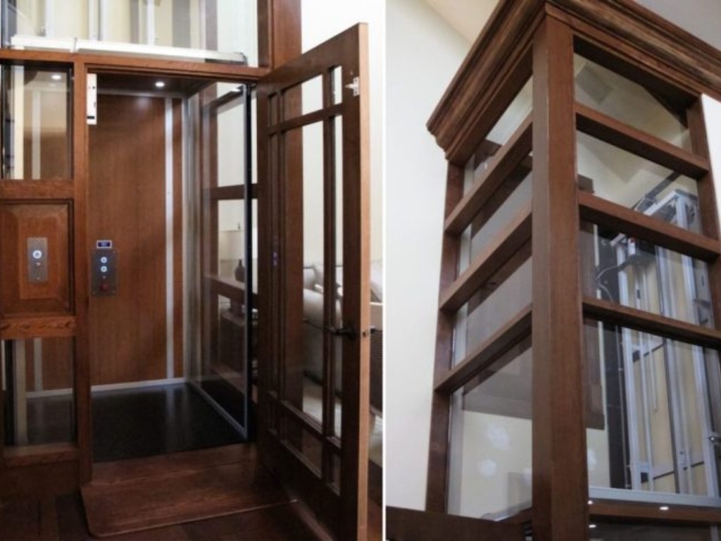 Stratus Residential Elevator with wood and glass