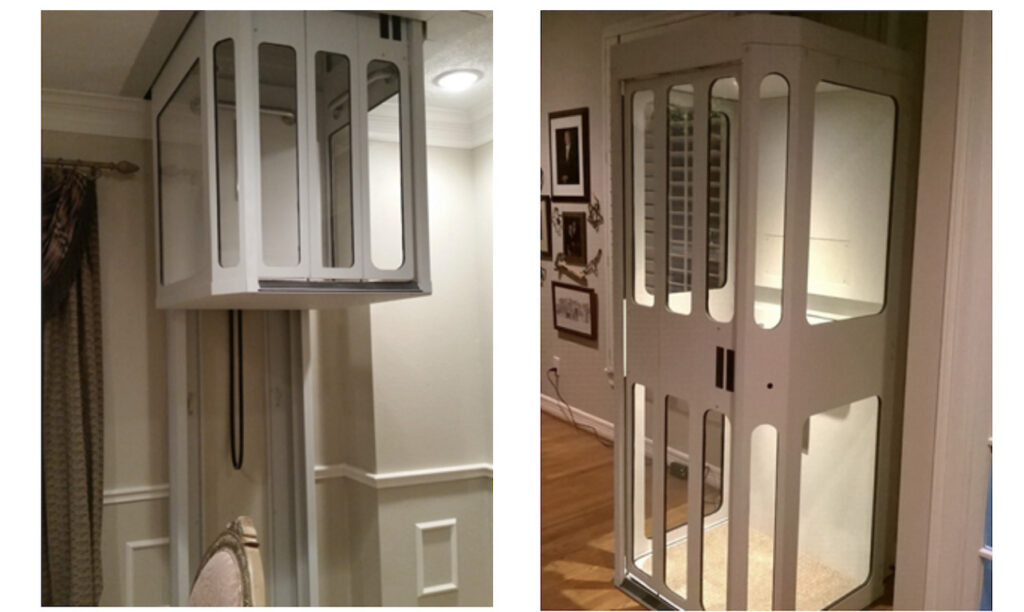 2 views of the Staying Home Residential elevator